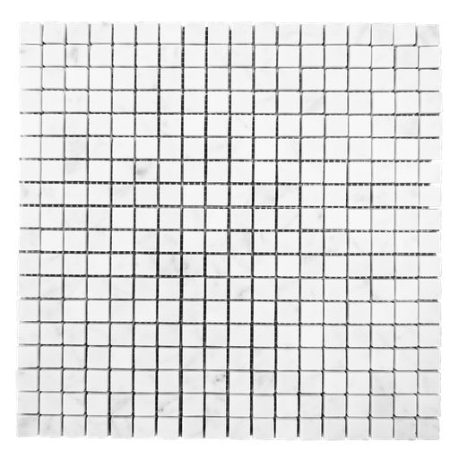 Honed marble 5/8" square field mosaic in 'Carrara White'