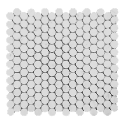[MMBP0HA] Honed marble penny field mosaic in 'Carrara White'