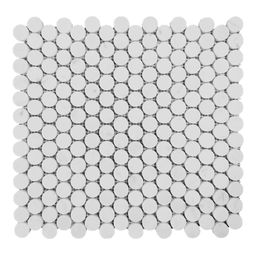 [MMBP0HA] Honed marble penny field mosaic in 'Carrara White'