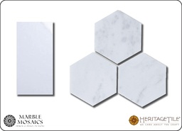 [XKMMH3HC] Honed marble 3&quot; hexagon field mosaic in 'Carrara White'