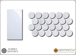 [XKMMP0HC] Honed marble penny field mosaic in 'Carrara White'