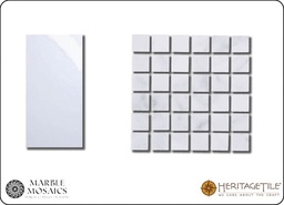 [XKMMQ0HC] Honed marble 5/8&quot; square field mosaic in 'Carrara White'