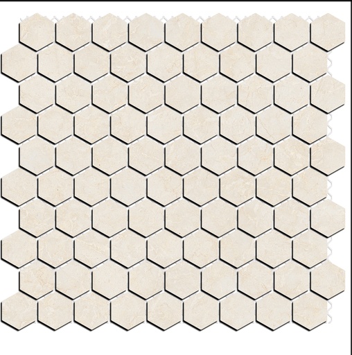 [HO-MMH100] MTO Honed marble 1-1/4" hexagon mosaic in 'Crema Marfil'