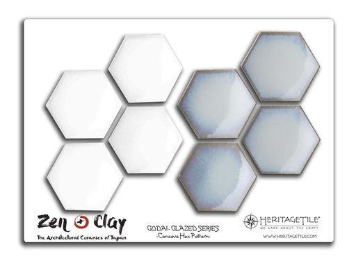 [XKJTS215] Sample Card - Godai Glazed Concave Hex (Gloss White and Pearl)