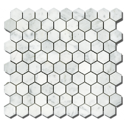 [MMBH1HC] Honed marble 1-1/4&quot; hexagon mosaic in 'Carrara White'