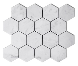[MMBH3HC] Honed marble 3&quot; hexagon mosaic in 'Carrara White'