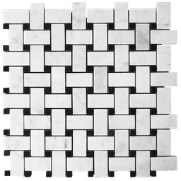 [MMBB0HA] Honed marble basketweave mosaic in 'Carrara White'