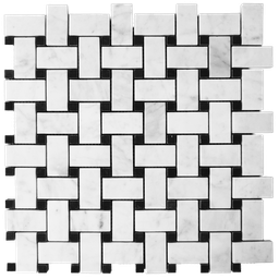 [MMBB0HC] Honed marble basketweave mosaic in 'Carrara White'