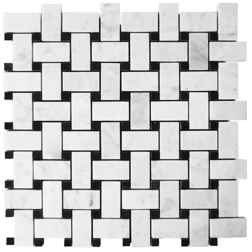 [MMBB0HA] Honed marble basketweave mosaic in 'Carrara White'