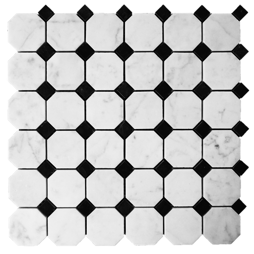 [MMBO0HA] Honed marble octagon field in 'Carrara White'